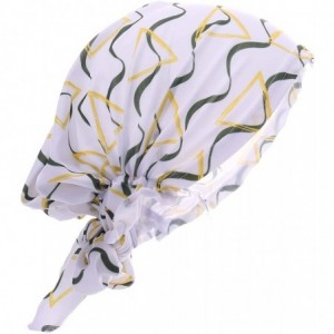Skullies & Beanies Women Chemo Headscarf Pre Tied Hair Cover for Cancer - White Geometrical Line - CN198KNQUM7 $24.48