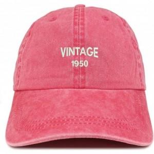 Baseball Caps Small Vintage 1950 Embroidered 70th Birthday Washed Pigment Dyed Cap - Red - CP18C6O42RC $37.56