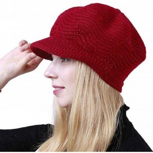 Skullies & Beanies Women's Winter Knit Beanie Warm Slouchy Cable Skull Hat with Visor - Dark Red - CN18LN6809U $39.99
