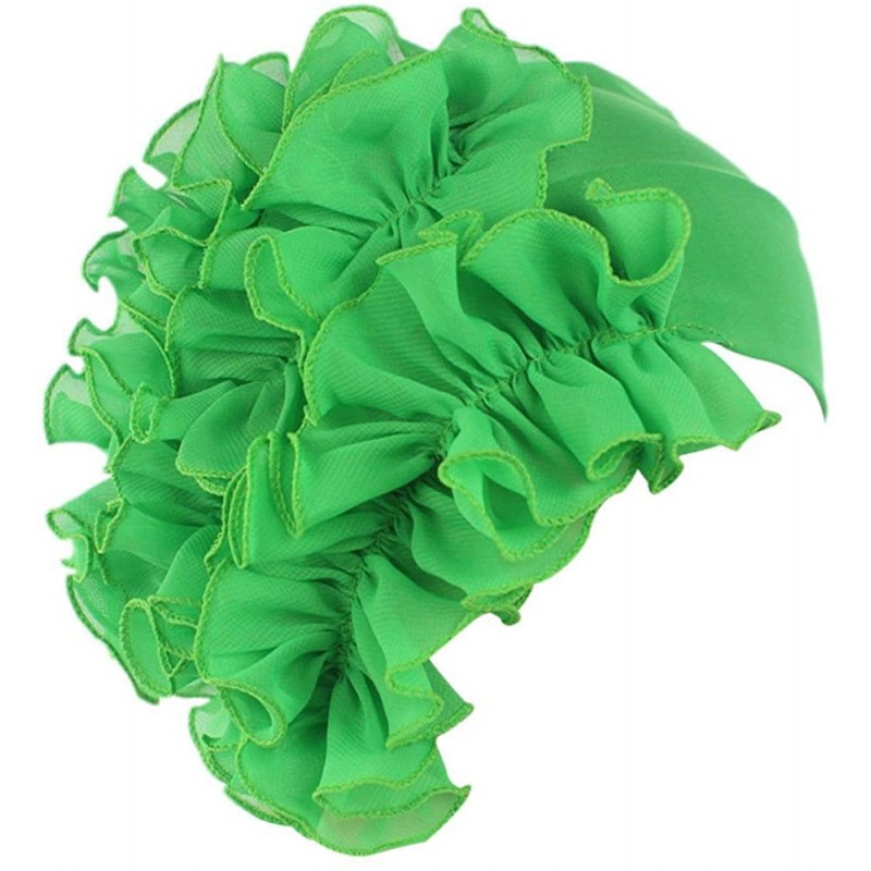 Bomber Hats Womens Wrap Cap Flower Chemo Hat Beanie Scarf Turban Headband - Green - CB18IO3KKW3 $15.67