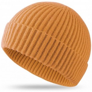 Skullies & Beanies Short Fisherman Beanie Hats for Men Wool Knitted Caps for Men Baggy Women Skull Cap - Yellow - CJ1938MZZLK...