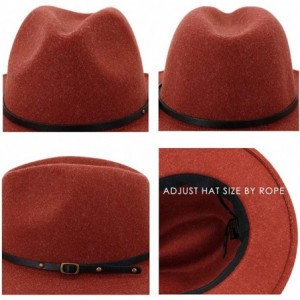Fedoras Womens Classic Wool Fedora with Belt Buckle Wide Brim Panama Hat - B-black - CG18YML67S7 $29.29