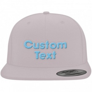Baseball Caps Custom Embroidered 6089 Structured Flat Bill Snapback - Personalized Text - Your Design Here - Silver - CB18T3Q...
