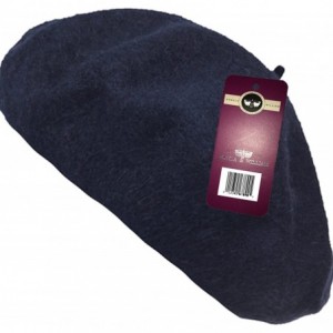 Berets Winter 100% Wool Warm French Art Basque Beret Tam Beanie Hat Cap - Navy - CP12N1ZJWHI $19.57
