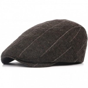Newsboy Caps Wool Blend Classic Beret Hat - Men Fall Winter Flat Cap Ivy Cabbie Driving Hat - Coffee - CW18G236EEA $18.47