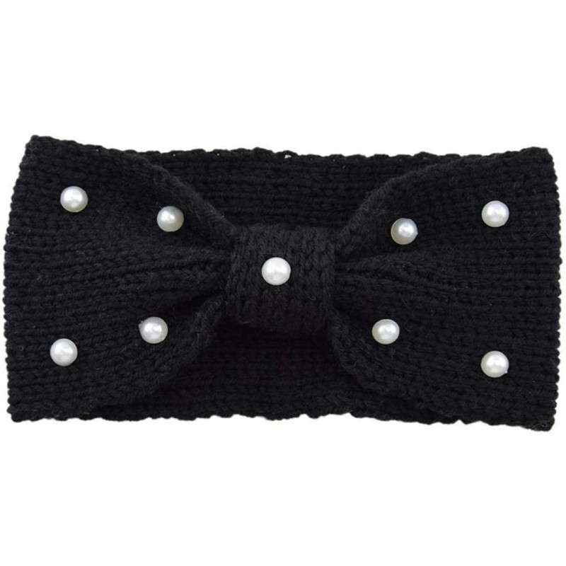 Cold Weather Headbands Knitted Headband Accessories Knitting Hairband - Black - CL18AH43C2N $14.08