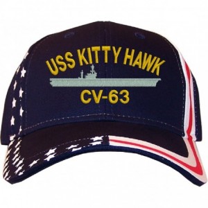 Baseball Caps USS Kitty Hawk CV-63 Embroidered Stars & Stripes Baseball Cap Navy - CC12LC84VW3 $36.52