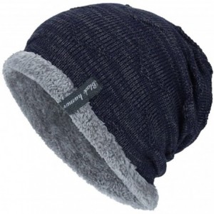 Baseball Caps Unisex Winter Warm Thick Knit Beanie Cap Casual Hedging Head Hat - Navy - CV188HS0ZSW $27.42
