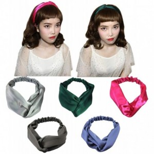 Headbands 6 Pack Women Girls Silk Satin Headbands Solid Color Elastic Hairband Twisted Turban - CA18734OYY6 $22.49