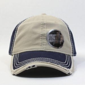 Baseball Caps Washed Cotton Distressed with Heavy Stitching Adjustable Baseball Cap - Navy/Khaki/Navy - C918K34SKA4 $26.05