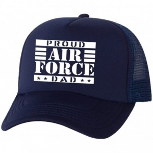 Baseball Caps Proud AIR Force Dad Truckers Mesh Snapback hat - Navy - CV11NHXL4BN $34.47