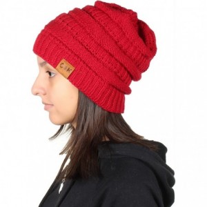 Skullies & Beanies Knit Beanie Trendy Warm Chunky Thick Soft Warm Winter Hat Beanie Skully - Red - CW189LEQD9I $23.32