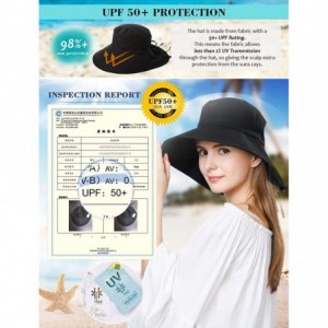 Sun Hats Womens Packable SPF 50 Ponytail Sun Hat Summer Mask Hiking Gardening Beach Fishing 57-59cm - 1005black - CX18CYI745G...