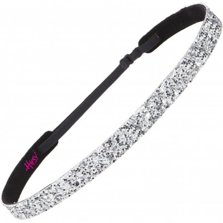 2pk Women's Adjustable Non Slip Skinny Bling Glitter Headband Silver ...