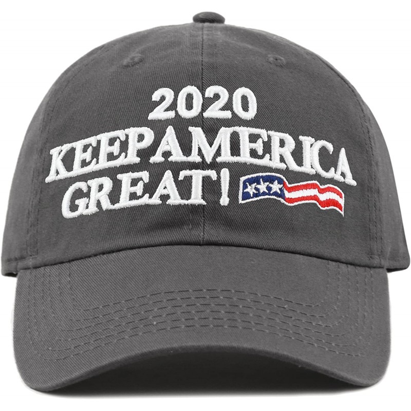 Baseball Caps Trump 2020 President Keep America Great Flag Cotton 3D Cap - Unstructured-charcoal - CF18GZMA2NU $19.22