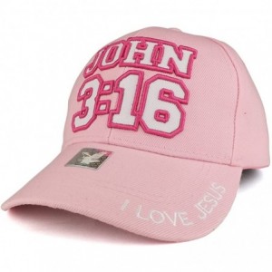 Baseball Caps John 3-16 I Love Jesus 3D Embroidered Christian Structured Baseball Cap - Pink - C6185C90Q6D $26.99