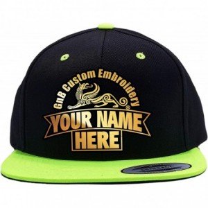 Baseball Caps Custom Hat. 6089 Snapback. Embroidered. Place Your Own Text - Neon Green/Black - CC188ZD44ZA $59.84