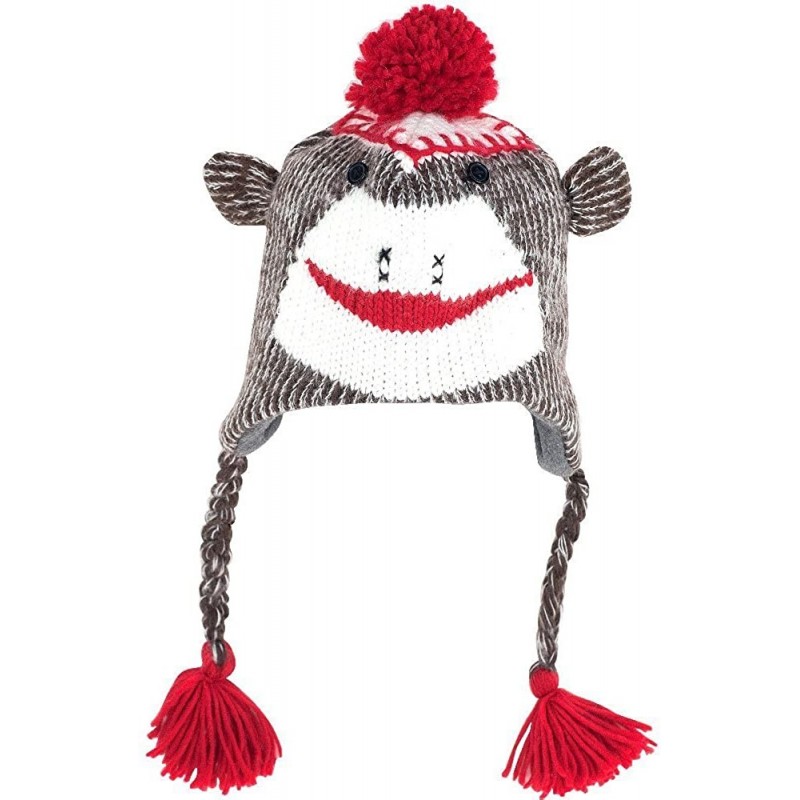Skullies & Beanies Adult Size Sock Monkey Aviator Hat W/poly-fleece Lining - CJ115K834V1 $21.41