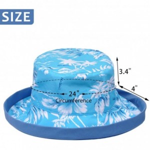 Sun Hats Womens Bucket Hat UV Sun Protection Lightweight Packable Summer Travel Beach Cap - Blue Hawaii Flower Print - CH18QL...
