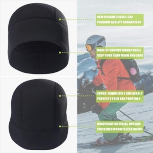 Skullies & Beanies Skull Cap Helmet Liner Winter Thermal Fleece Beanie Windproof Hat - Main Black Men - C818ISHD028 $19.92