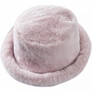 Bucket Hats Winter Bucket Hat Women Men Warm Hats Vintage Faux Fur Fisherman Cap - Pink - CK18A7026YH $30.42