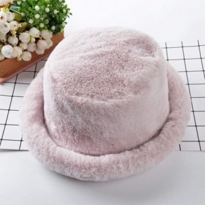 Bucket Hats Winter Bucket Hat Women Men Warm Hats Vintage Faux Fur Fisherman Cap - Pink - CK18A7026YH $27.79