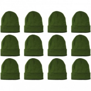 Skullies & Beanies Unisex Beanie Cap Knitted Warm Solid Color and Multi-Color Multi-Packs - 12 Pack - Army Green - CV18IOTG2Y...