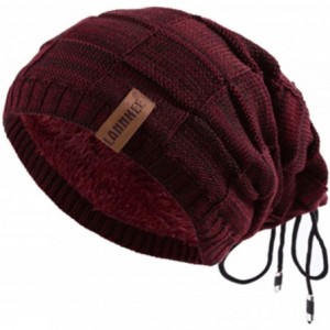Skullies & Beanies Beanie Hat for Men and Women Winter Warm Hats Knit Slouchy Thick Skull Cap (Mix Burgundy) - CF18X95LE97 $2...