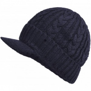 Skullies & Beanies Daily Knit Visor Brim Beanie Hat Fleece Lined Skull Ski Cap (Blue-CK) - C6186SD76XA $22.88