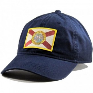 Baseball Caps Men's Florida Flag Patch Cotton Twill Hat - Navy - CR12NYLA1WJ $55.01