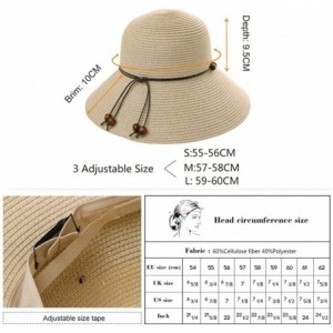 Sun Hats Packable UPF Straw Sunhat Women Summer Beach Wide Brim Fedora Travel Hat 54-59CM - 00762_khaki Beige - CD18ULSWYN9 $...