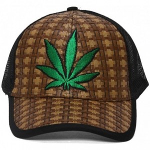Baseball Caps Straw Adjustable Trucker Hat w/Patch (Various Fun Styles) - Pot Leaf - C51227DITQ1 $21.05