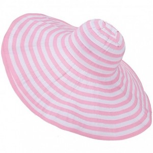 Sun Hats Womens Summer Wide Brim Stripe Band Floppy Kentucky Derby Sun Hat A266 - Pink - CM11XIUN2QP $28.92