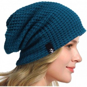 Skullies & Beanies Women's Slouchy Beanie Knit Beret Skull Cap Baggy Winter Summer Hat B08w - Solid Turquoise - C11980ICD7T $...