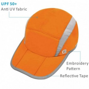Baseball Caps UPF 50+ Outdoor Hat Folding Reflective Running Cap Unstructured Sport Hats for Men & Women - Orange - CR17AZKTK...