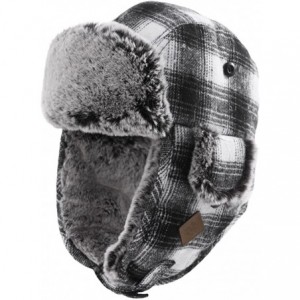 Skullies & Beanies Cotton Trapper Hat Faux Fur Earflaps Hunting Hat Warm Pillow Lining Unisex - 89079_black - C31873LHXCL $44.51