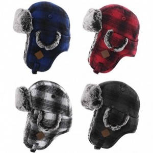 Skullies & Beanies Cotton Trapper Hat Faux Fur Earflaps Hunting Hat Warm Pillow Lining Unisex - 89079_black - C31873LHXCL $44.51