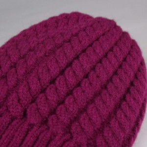 Skullies & Beanies Winter Beanie for Women Warm Knit Bobble Skull Cap Big Fur Pom Pom Hats for Women - 16 Rose Red - C21855C8...