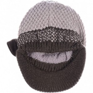 Newsboy Caps Womens Winter Chic Cable Warm Fleece Lined Crochet Knit Hat W/Visor Newsboy Cabbie Cap - Brown Bow - CO1860IWT79...