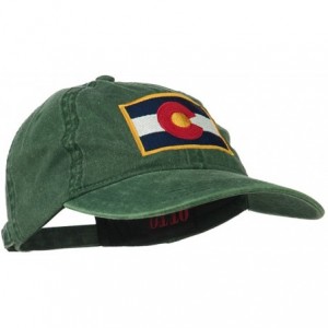 Baseball Caps Colorado State Flag Embroidered Washed Buckle Cap - Dk Green - CB11Q3SY1P5 $47.69