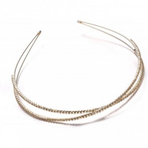 Headbands Crossed Double Strand Rhinestones Fashion Headband - Gold - C118GNEZ5SZ $17.88