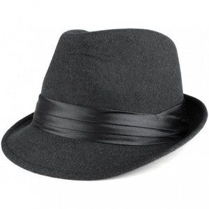 Fedoras Men's Wool Felt Fedora Hat with Satin Hat Band - Black - CL185QEEU2D $53.37