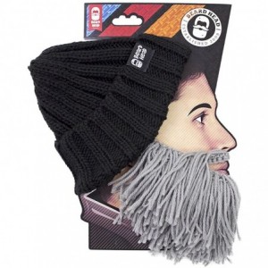 Skullies & Beanies Barbarian Vagabond Beanie - Funny Knit Hat and Fake Beard Facemask - Grey - CN11DFM4D91 $52.20