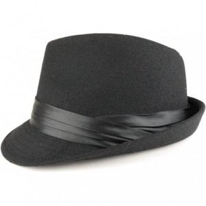 Fedoras Men's Wool Felt Fedora Hat with Satin Hat Band - Black - CL185QEEU2D $51.00
