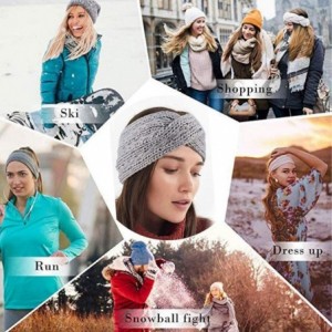 Cold Weather Headbands Womens Winter Warm Beanie Headband Soft Stretch Skiing Cable Knit Cap Ear Warmer Headbands - 16-black/...
