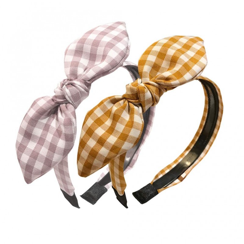 Headbands 2 Pack Bow Headbands Bowknot Plastic Stripe/Solid Color/Polka Dot Hair Band Hair Hoop for Women and Girls - CJ18OR6...