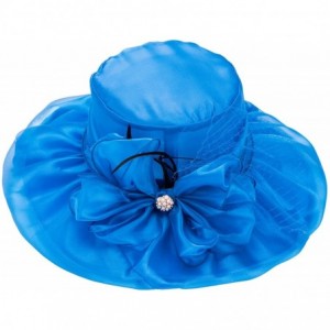Sun Hats Womens Kentucky Derby Wide Brim Sun Dress Church Wedding Hat A342 - Blue - CO12EZ1FUJR $40.73
