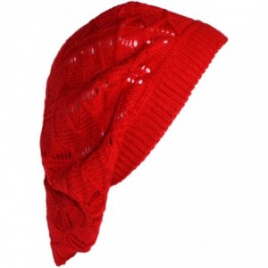 Berets Lightweight Knit Slouchy Beret - Red Twist - CO182M2TNGW $17.05