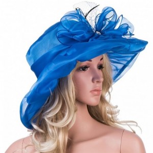 Sun Hats Womens Kentucky Derby Wide Brim Sun Dress Church Wedding Hat A342 - Blue - CO12EZ1FUJR $41.19