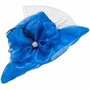 Sun Hats Womens Kentucky Derby Wide Brim Sun Dress Church Wedding Hat A342 - Blue - CO12EZ1FUJR $41.19
